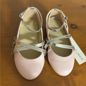 Janie and Jack Pink and Silver Dress Shoes with Crisscross Straps